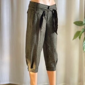 NWT Vintage Y2K Et Vous Paris Knicker Button Capri Pants Brown Wool Silk Size 38